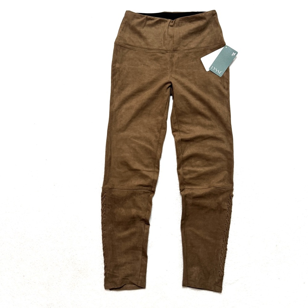 Lysse' Mission Lace Up Faux Suede Pants Leggings High Waist in Toffee Sz XS